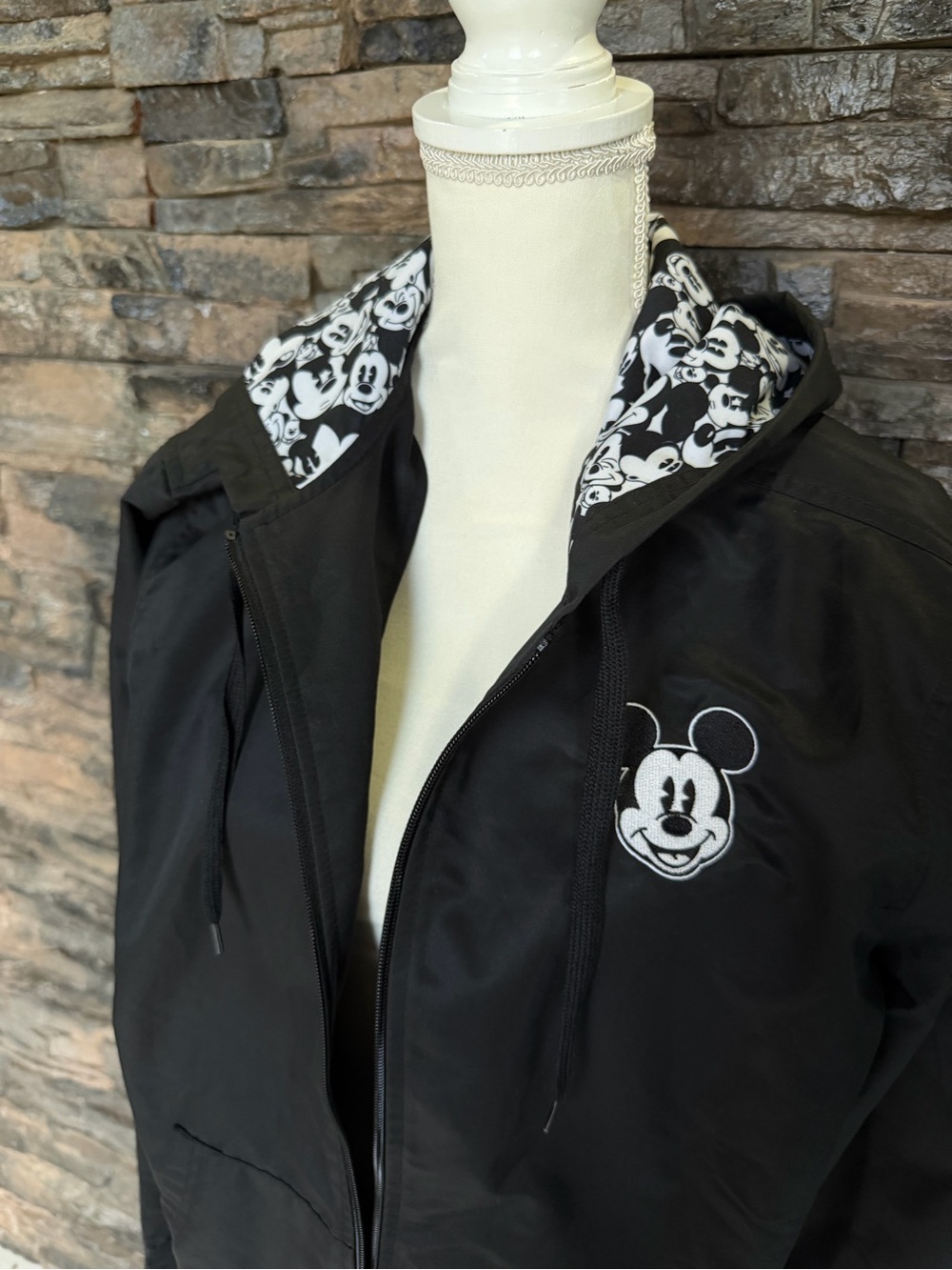 Disney Black Mickey Mouse Hooded Raincoat with Character Lining - Picture 3 of 15